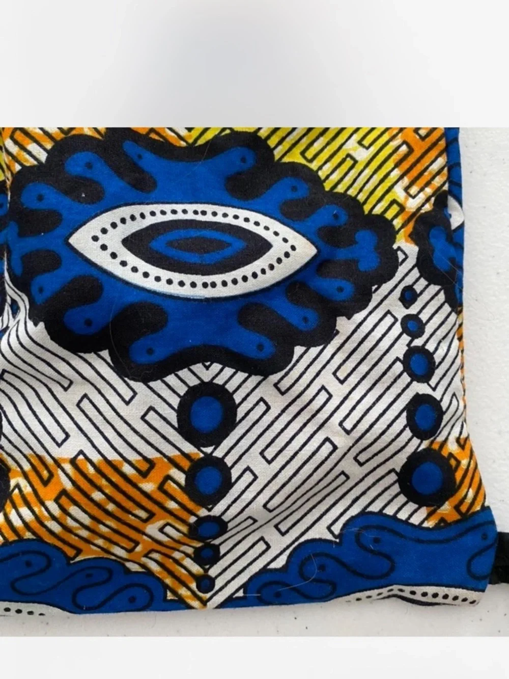 Cotton Seeing Eye Pattern Drawstring Backpack Bag 90s Festival